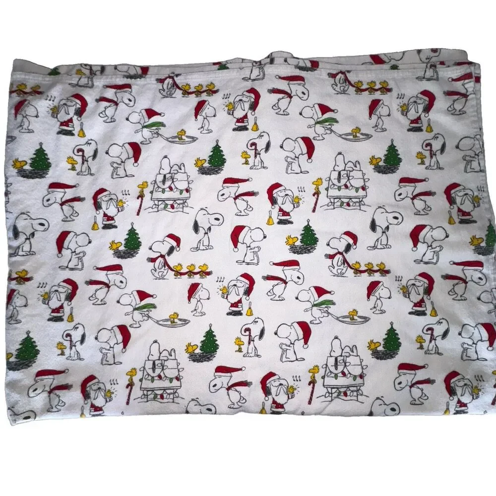 Pottery Barn Snoopy Christmas Holiday Twin Size Sheet Set Flannel Organic Cotton